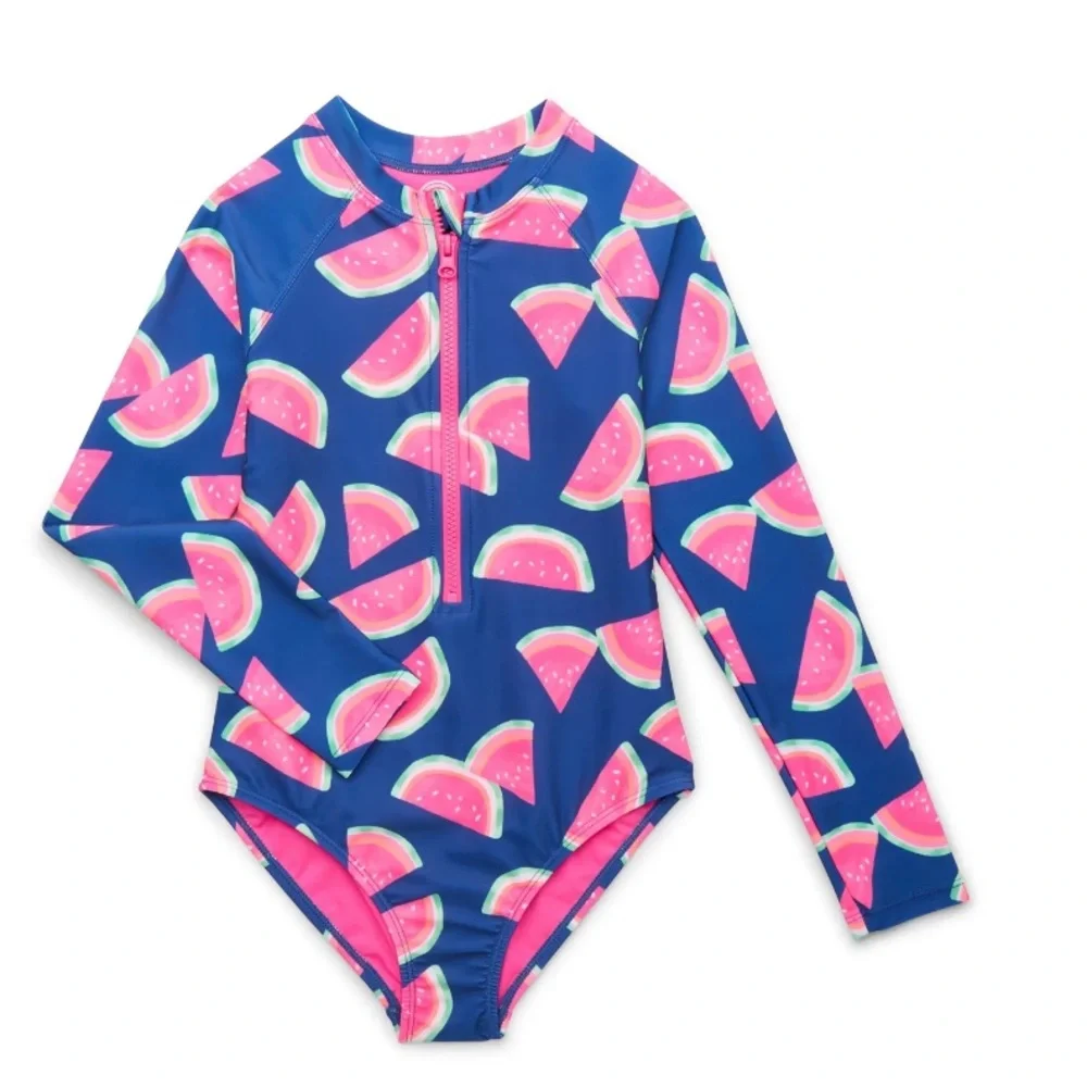 NWT Wonder Nation long sleeved swimsuit one piece tankini set size large 10/12‎